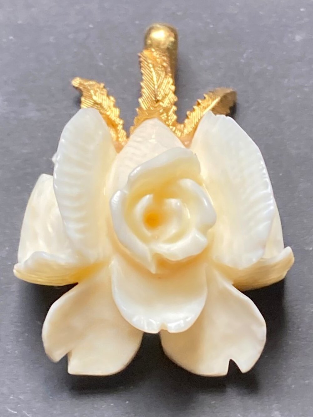Vintage numbered creamy rose pendant